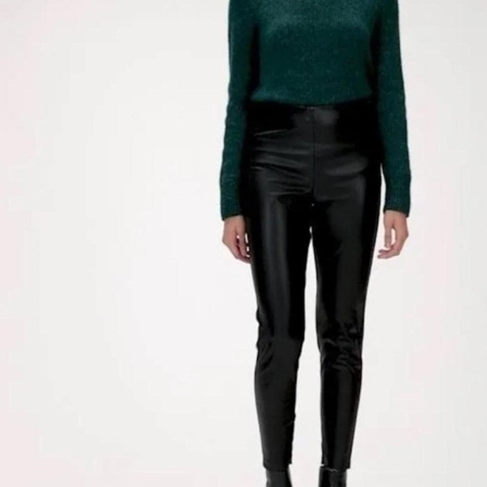 Banana Republic Devon Black Vegan Leather Leggings Slim Fit Stretch Pants 2